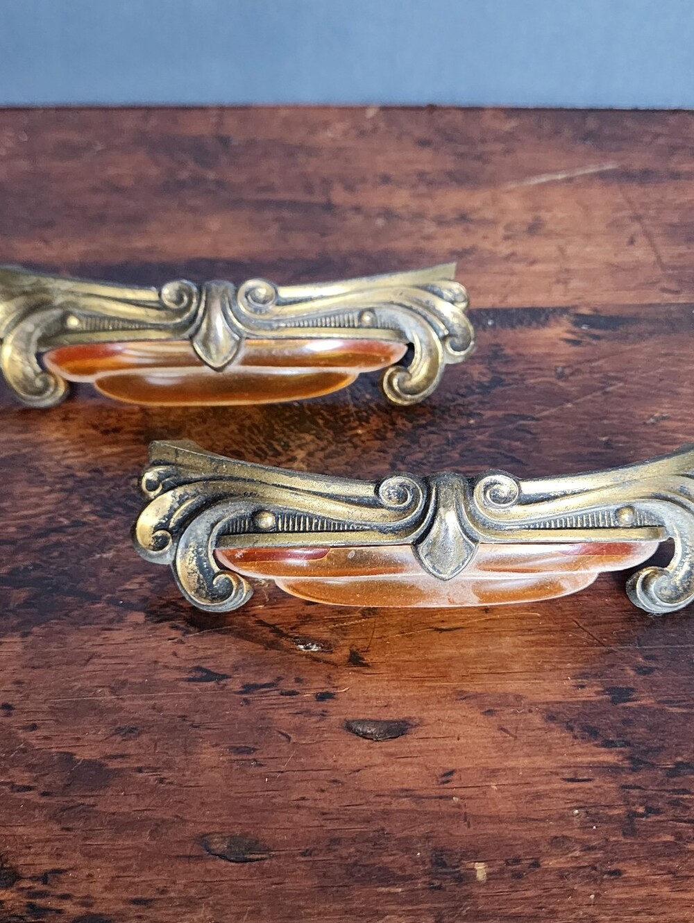 Set of 2 Art Nouveau Bail Pull waterfall dresser Drawer Pulls Antique Vintage